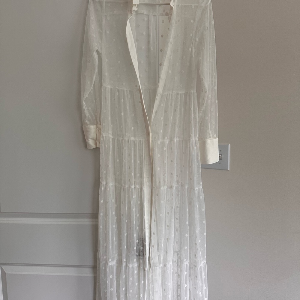 Zara Sheer White Polka Dot Cardigan